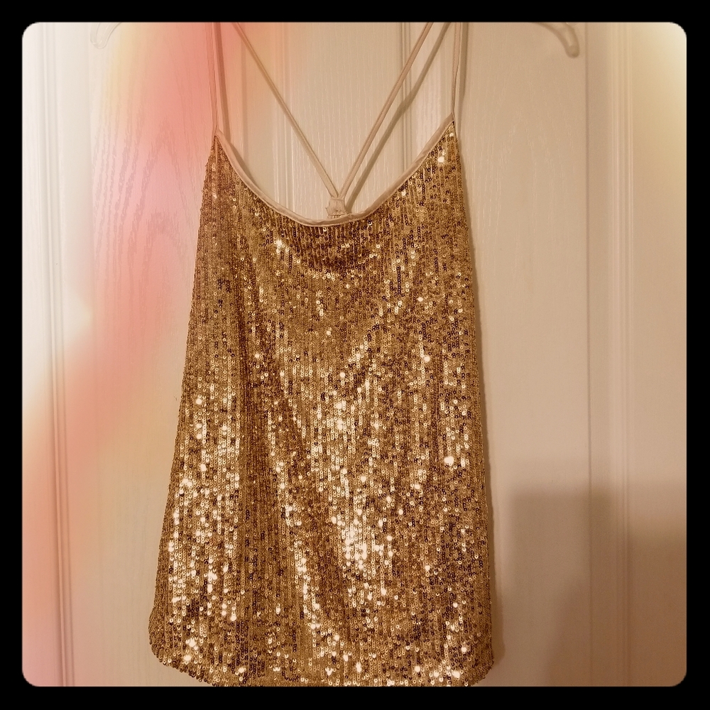 Gold sequin crop top